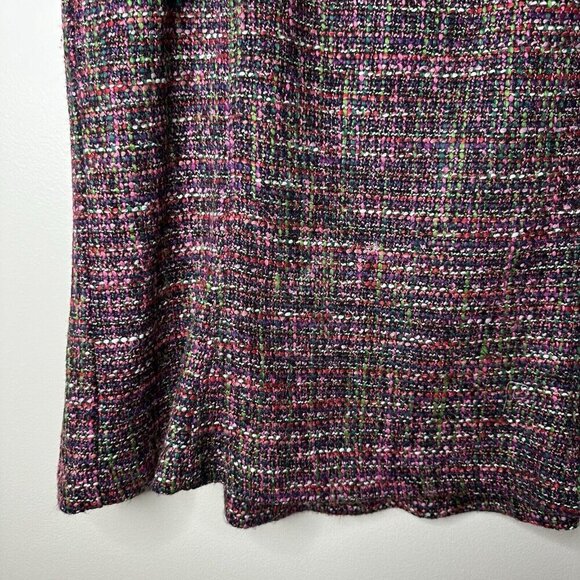 TALBOTS Knee Length Skirt Size 14W Black Pink Tweed Wool Blend Textured Flare - Picture 4 of 13